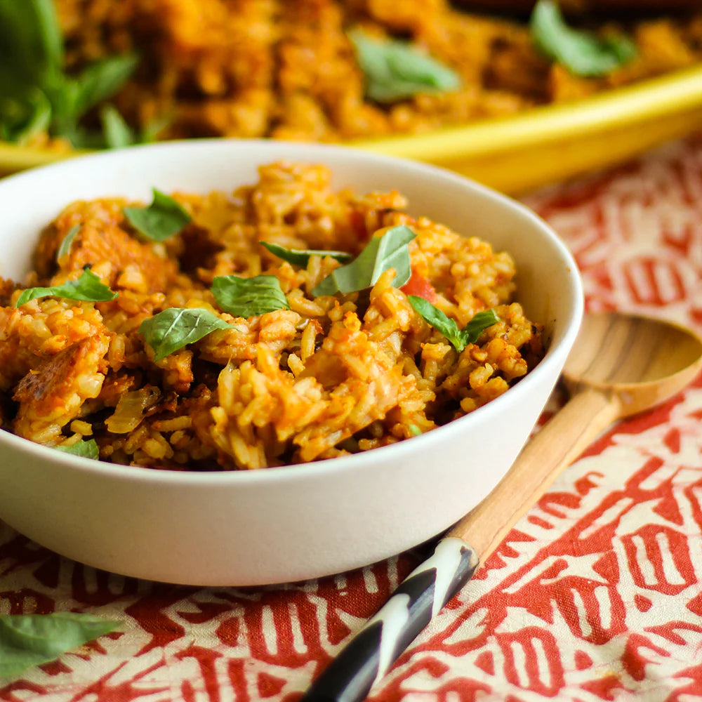 Photo of a bowl of jollof rice