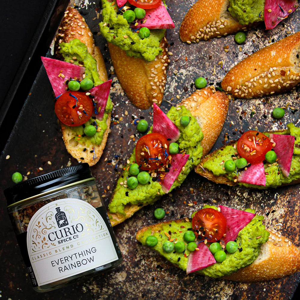 Photo of pea hummus spread on bread