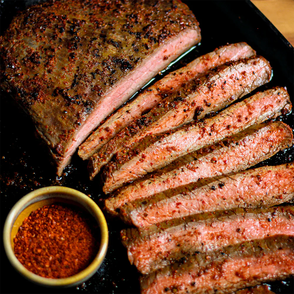 Magic Salt rubbed grilled skirt steak.