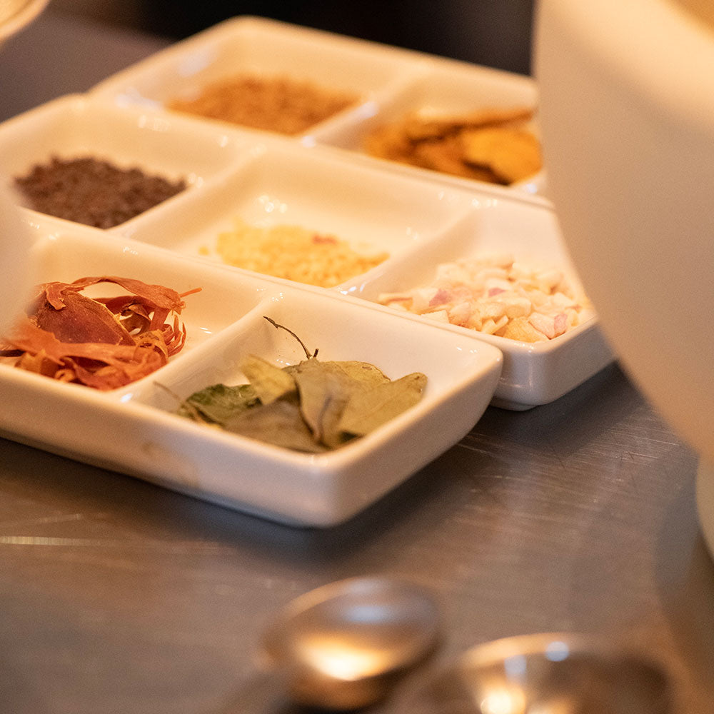 A sampling of different aromatic spices for Curio's Spice Blending class