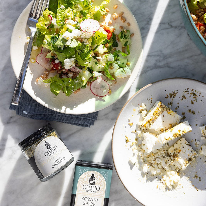 Greens salad with Kozani Spiced feta cheese