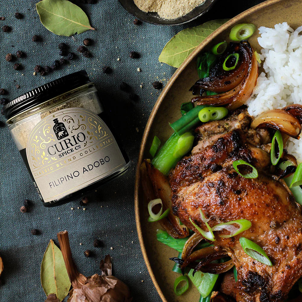 photo of a plate of chicken adobo