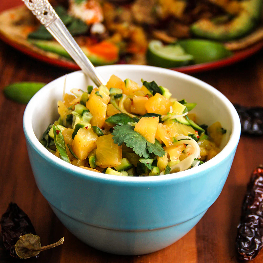 Photo of a bowl of fresh pinaepple salsa