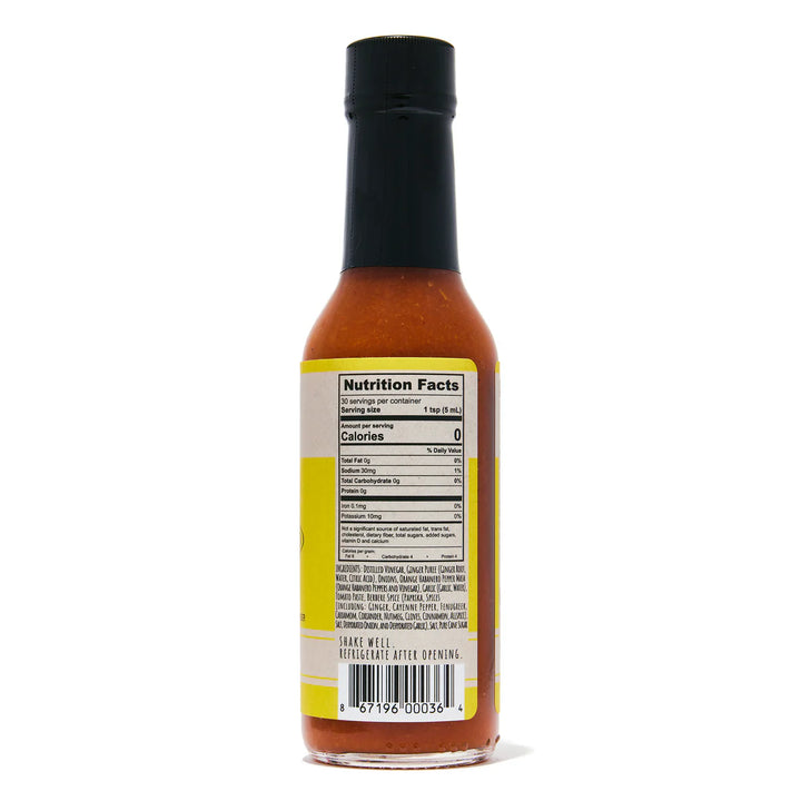 Side nutritional label of Ethiopia hot sauce