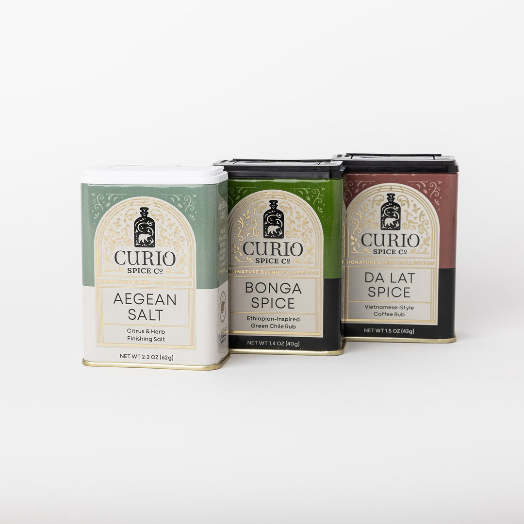 3 tins of Curio Spice Co signature blends