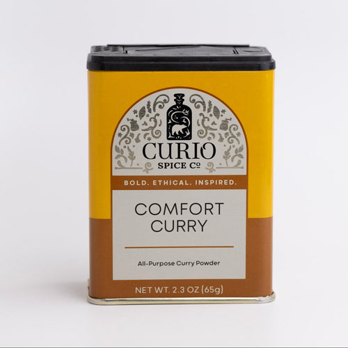 Curio Spice Co. Comfort Curry spice tin on a white background