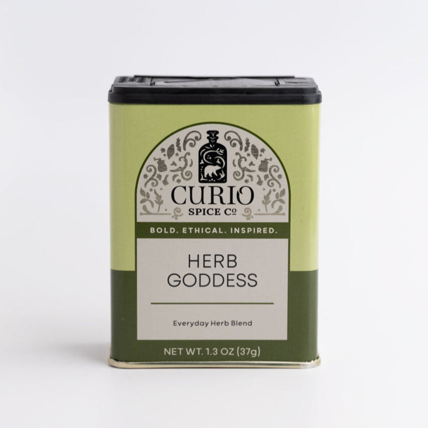 Curio Spice Co. Herb Goddess spice tin on a white background