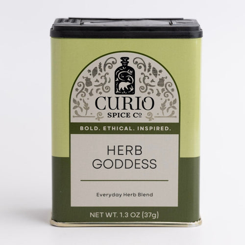 Curio Spice Co. Herb Goddess spice tin on a white background