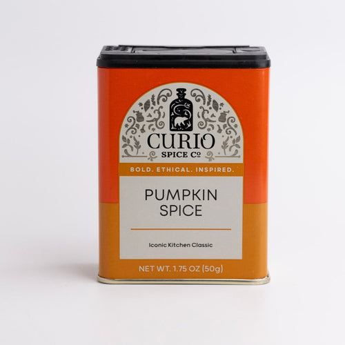Curio Spice Co. pumpkin spice tin on a white background