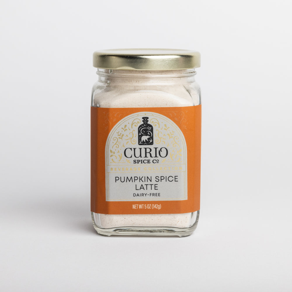 Jar of Curio Spice Co. Pumpkin Spice Latte on a white background