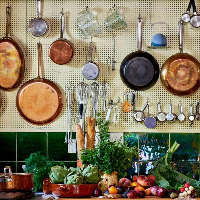 An image of the kitchen used in Makenna Held's cookbook "Mostly French"