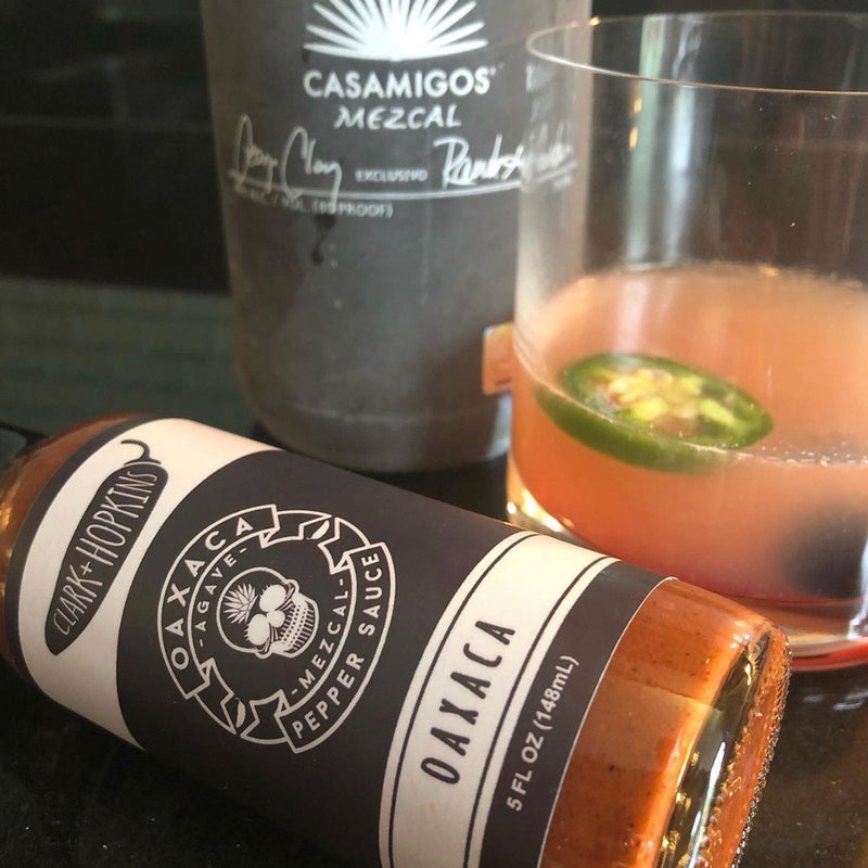 Bottle of Oaxaca Hot Sauce with mezcal