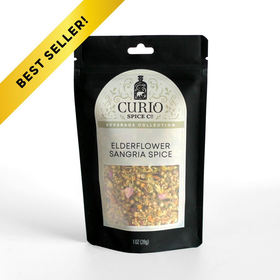 Curio Spice Co. Beverage Blend Elderflower Sangria Spice in a resealable bag.