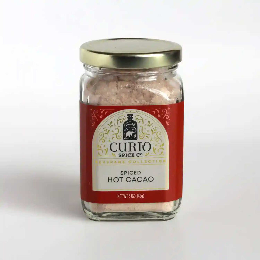 A glass jar of Spiced Hot Cacao