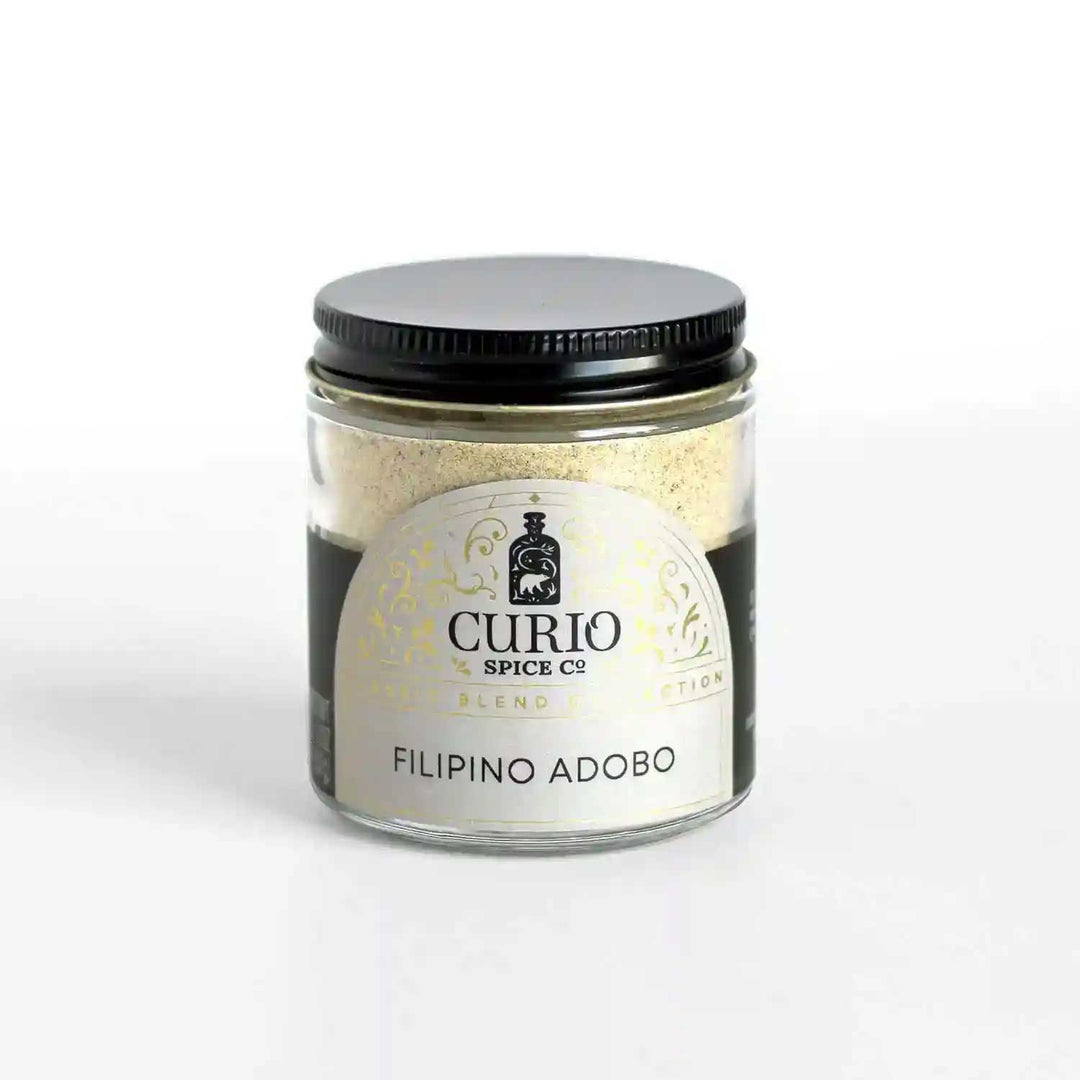 Jar of Filipino Adobo, a savory all-purpose blend is inspired by a family adobo recipe.