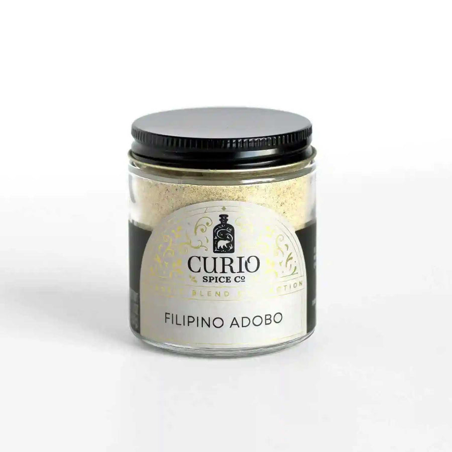 Jar of Filipino Adobo, a savory all-purpose blend is inspired by a family adobo recipe.