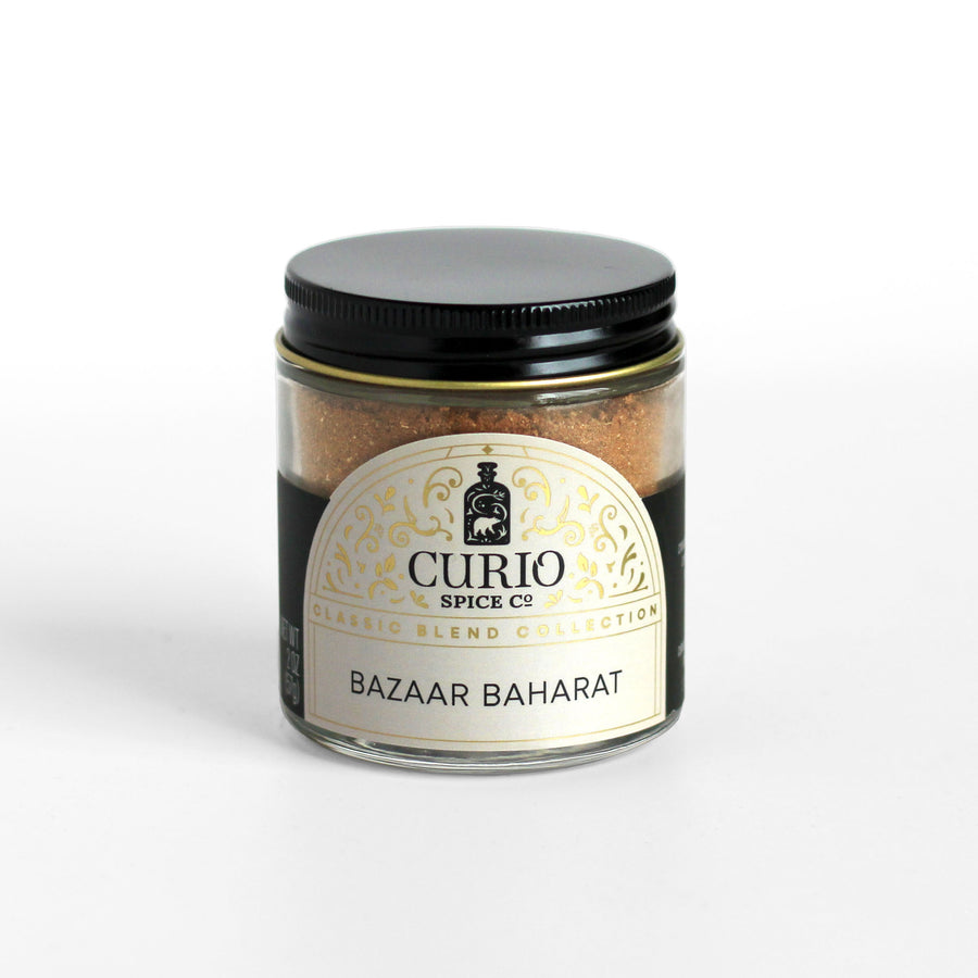 Bazaar Baharat in a Curio Spice glass jar