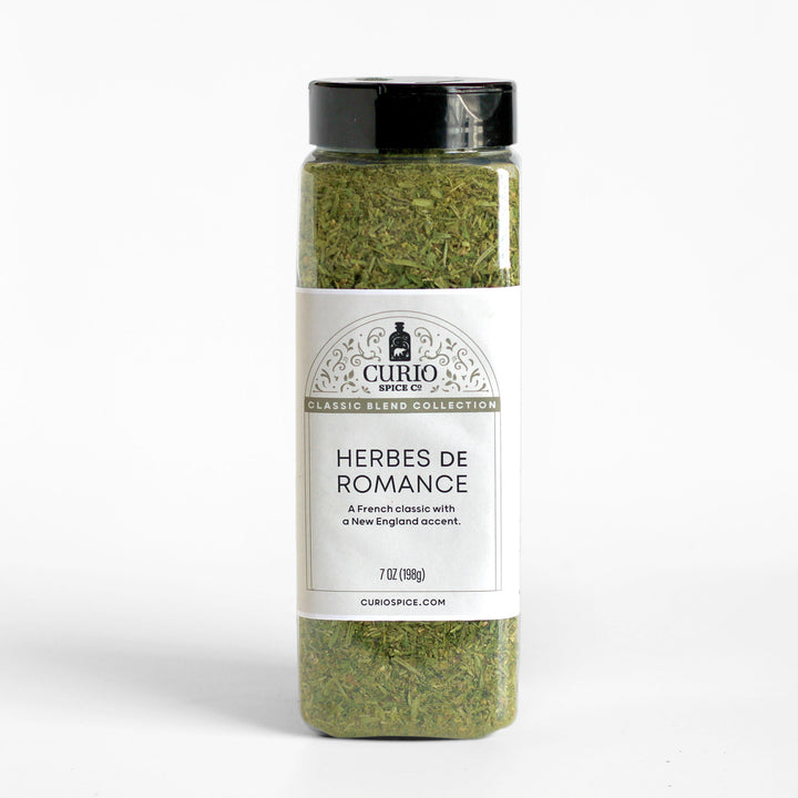 Curio Spice Co. Classic Blend Herbes de Romance in a bulk jar.