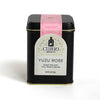 Aluminum loose leaf tin of Yuzu Rose: A Green Tea with rose and spices.