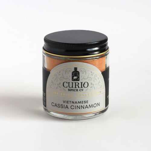 Vietnamese Cassia Cinnamon from Curio Spice in a glass jar.