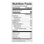 Nutrition facts label for a product with minimal ingredients
