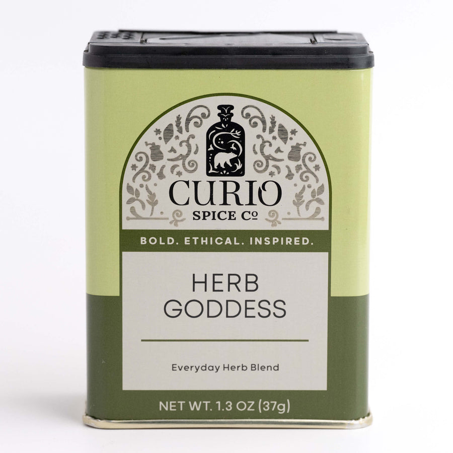 Curio Spice Co. Herb Goddess spice tin on a white background
