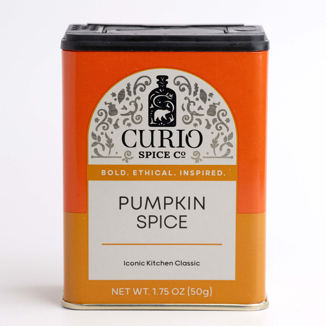 Curio Spice Co. pumpkin spice tin on a white background