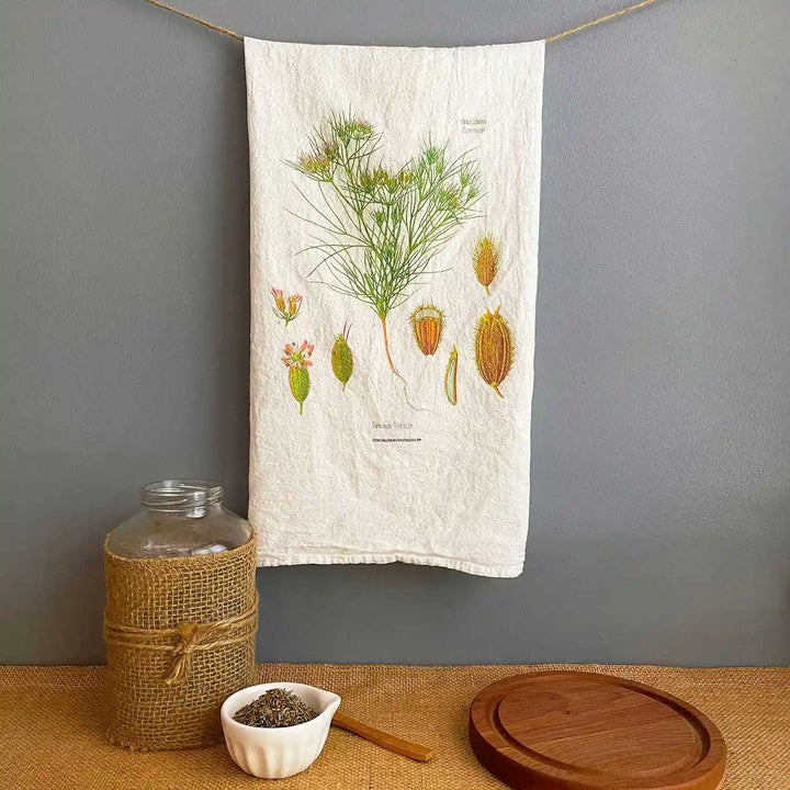 Cumin flour sack towel by Foxfire Creative Studio