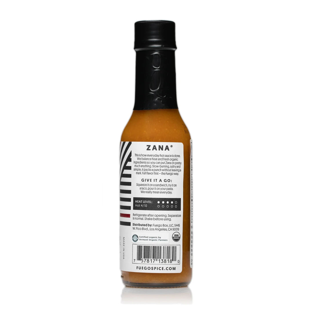 Fuego Spice Co. Zana side label with heat index