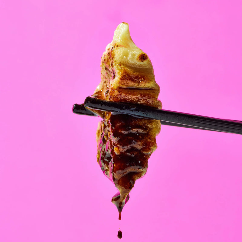 Gyoza with Black Garlic Peri Peri Hot Sauce