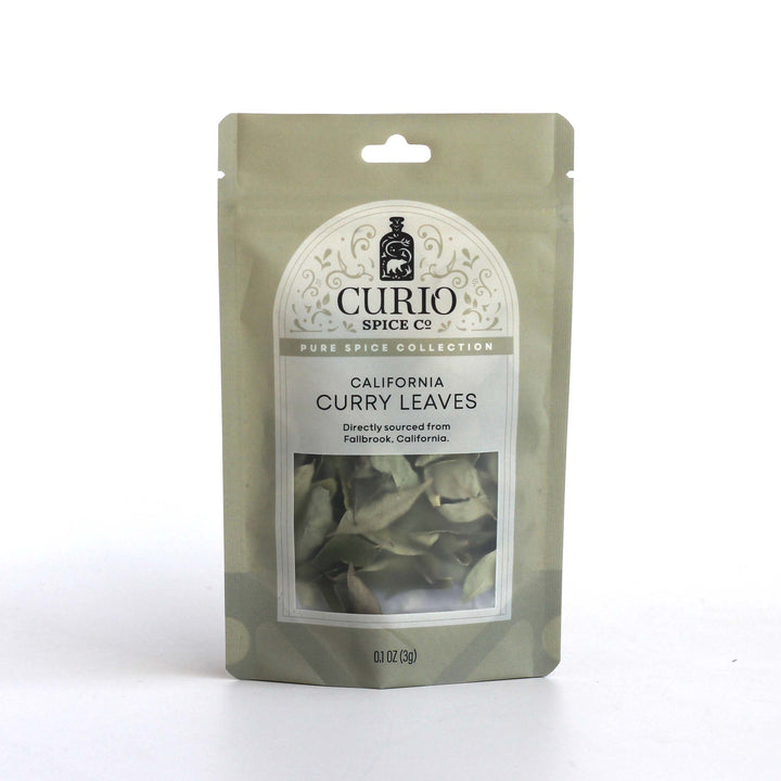 Resealable bag of California curry leaves, directly sourced from Fallbrook, CA.