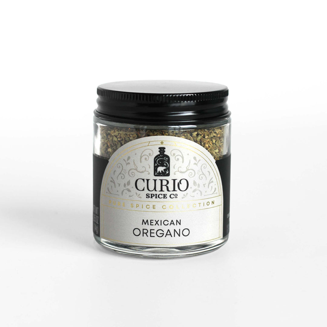 Curio Spice Co. fair-trade single origin sustainable Mexican Oregano in a jar.