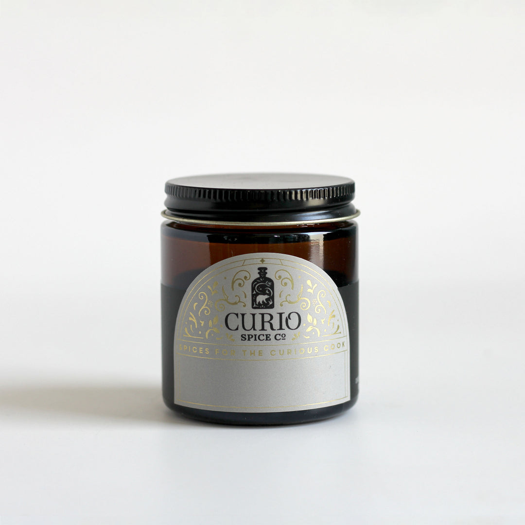 4-oz brown glass Curio Spice jar