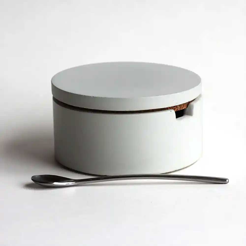 Concrete Salt Cellar in white