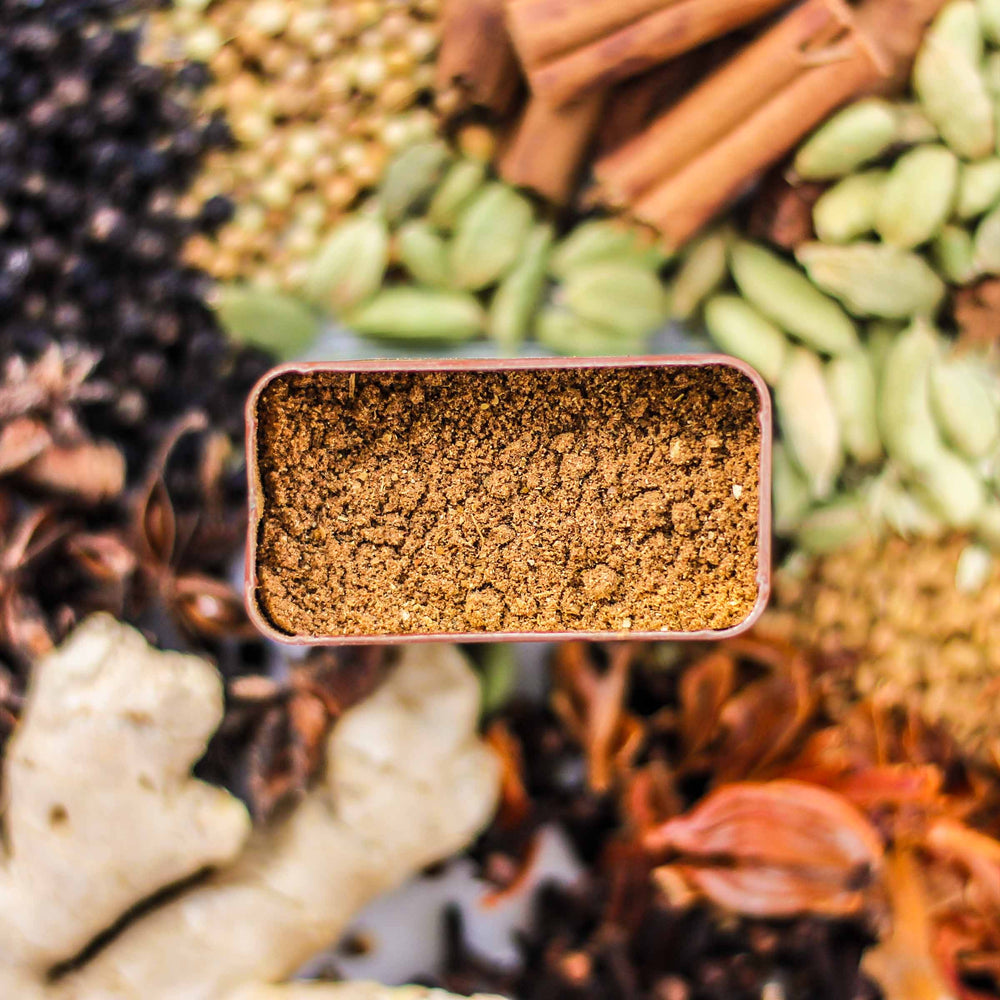 Top-down view of Kandy Spice, a blend with sweet cinnamon, ginger, fennel, and more.