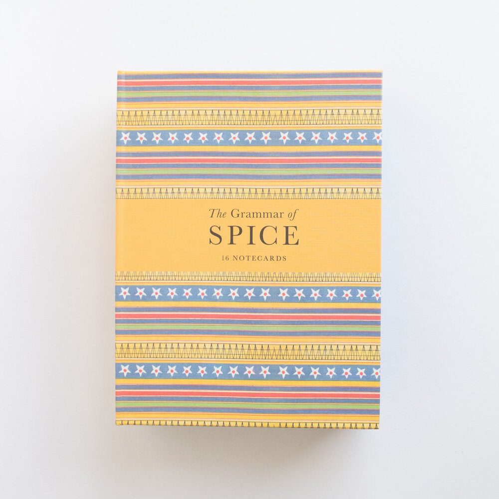 The Grammar of Spice postcards in a box.