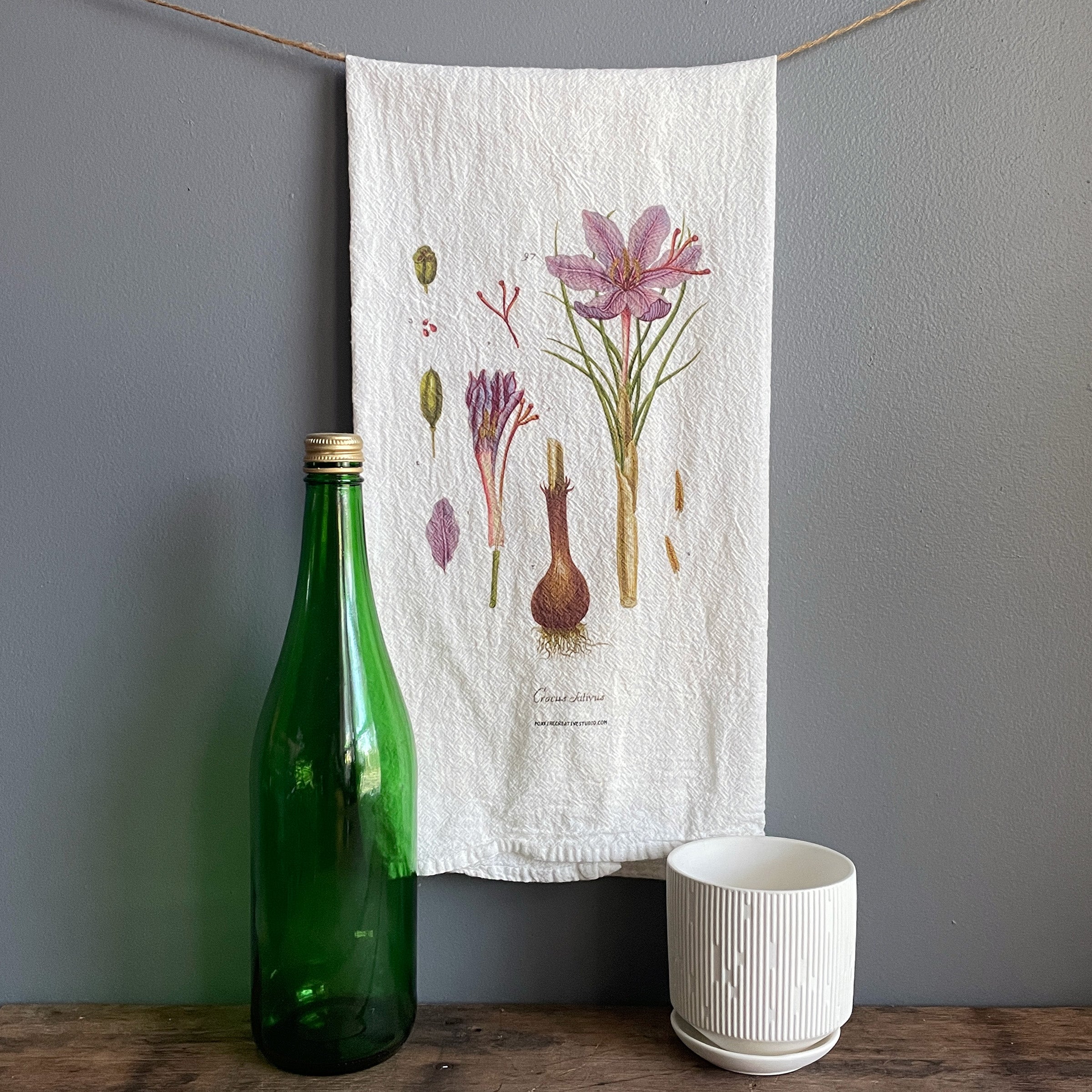 Corgi Tea Towel in Rust - Hand Printed Flour Sack Tea Towel