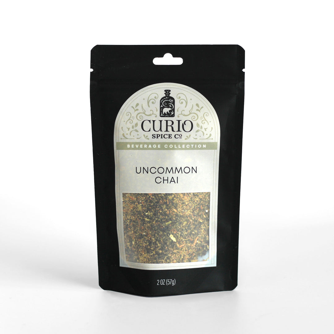 Resealable bag of Uncommon Chai: A peppery, aromatic chai made in collaboration with chef Michelle Mulford of Uncommon Feasts.