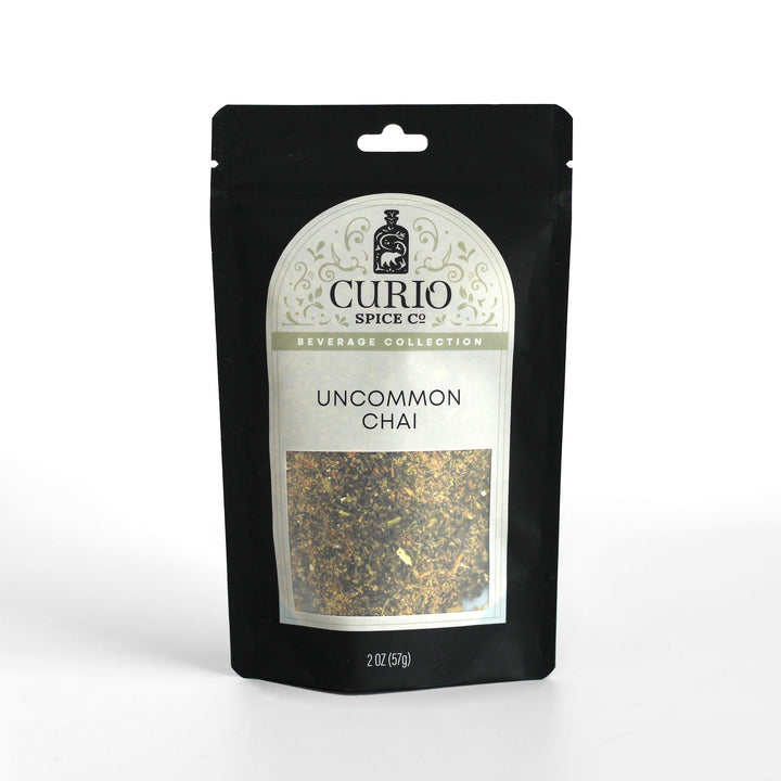 Resealable bag of Uncommon Chai: A peppery, aromatic chai made in collaboration with chef Michelle Mulford of Uncommon Feasts.