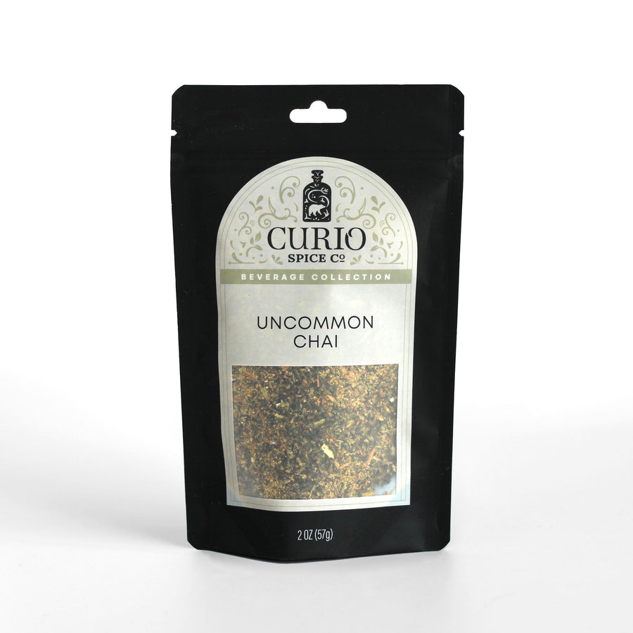 Resealable bag of Uncommon Chai: A peppery, aromatic chai made in collaboration with chef Michelle Mulford of Uncommon Feasts.