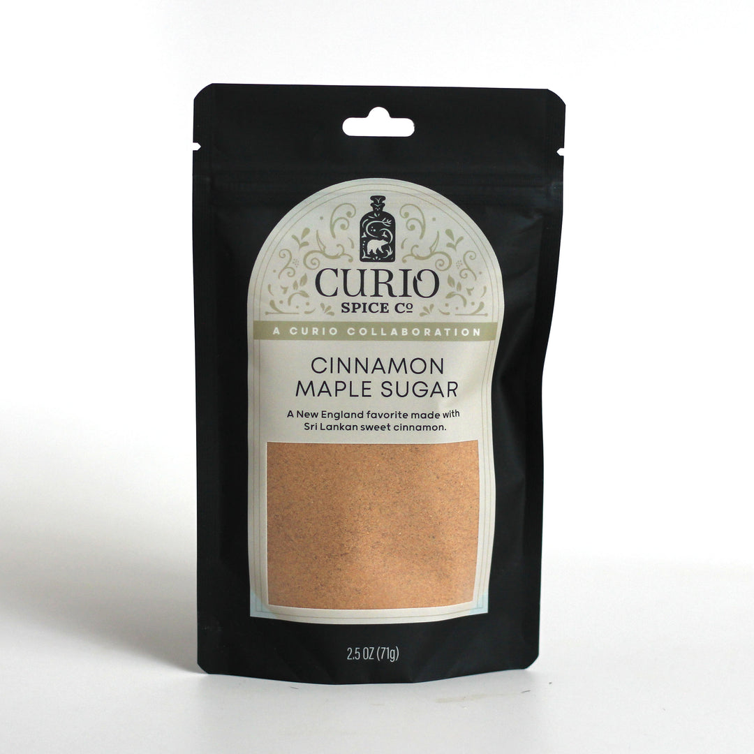 Resealable bag of Cinnamon Maple Sugar, a New England favorite made with Sri Lankan sweet cinnamon.