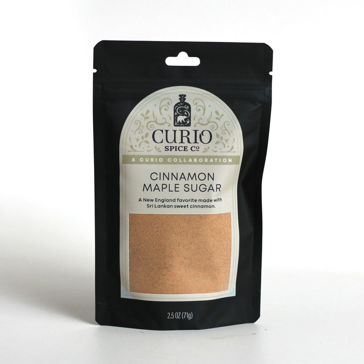 Resealable bag of Cinnamon Maple Sugar, a New England favorite made with Sri Lankan sweet cinnamon.