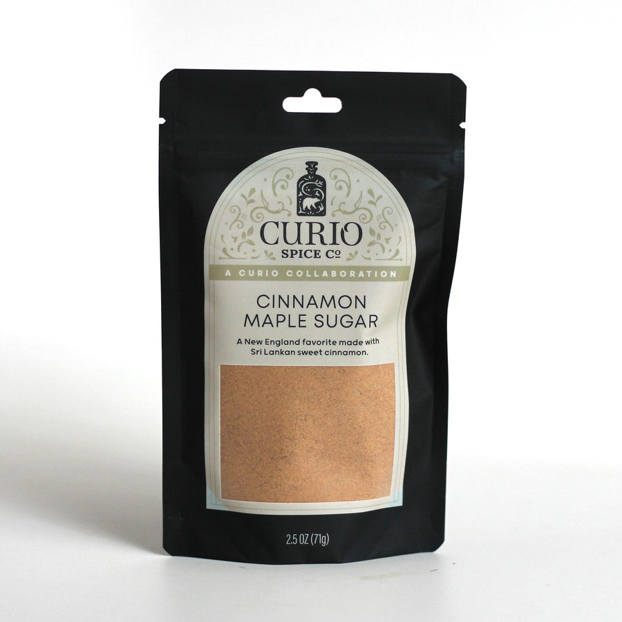 Resealable bag of Cinnamon Maple Sugar, a New England favorite made with Sri Lankan sweet cinnamon.
