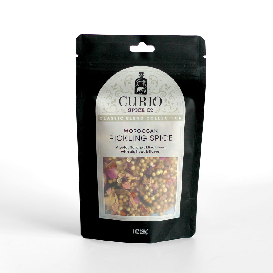 Resealable bag of Moroccan Pickling Spice, a bold, floral blend with big heat and flavor.