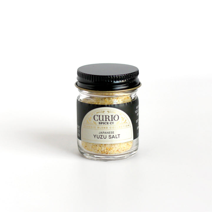 Japanese Yuzu Salt in a Curio Spice glass jar.