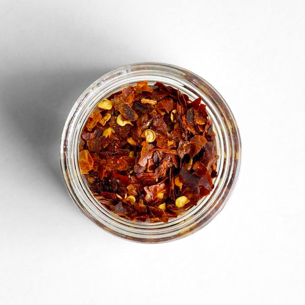Top-down view of Sicilian Red Pepper Flakes