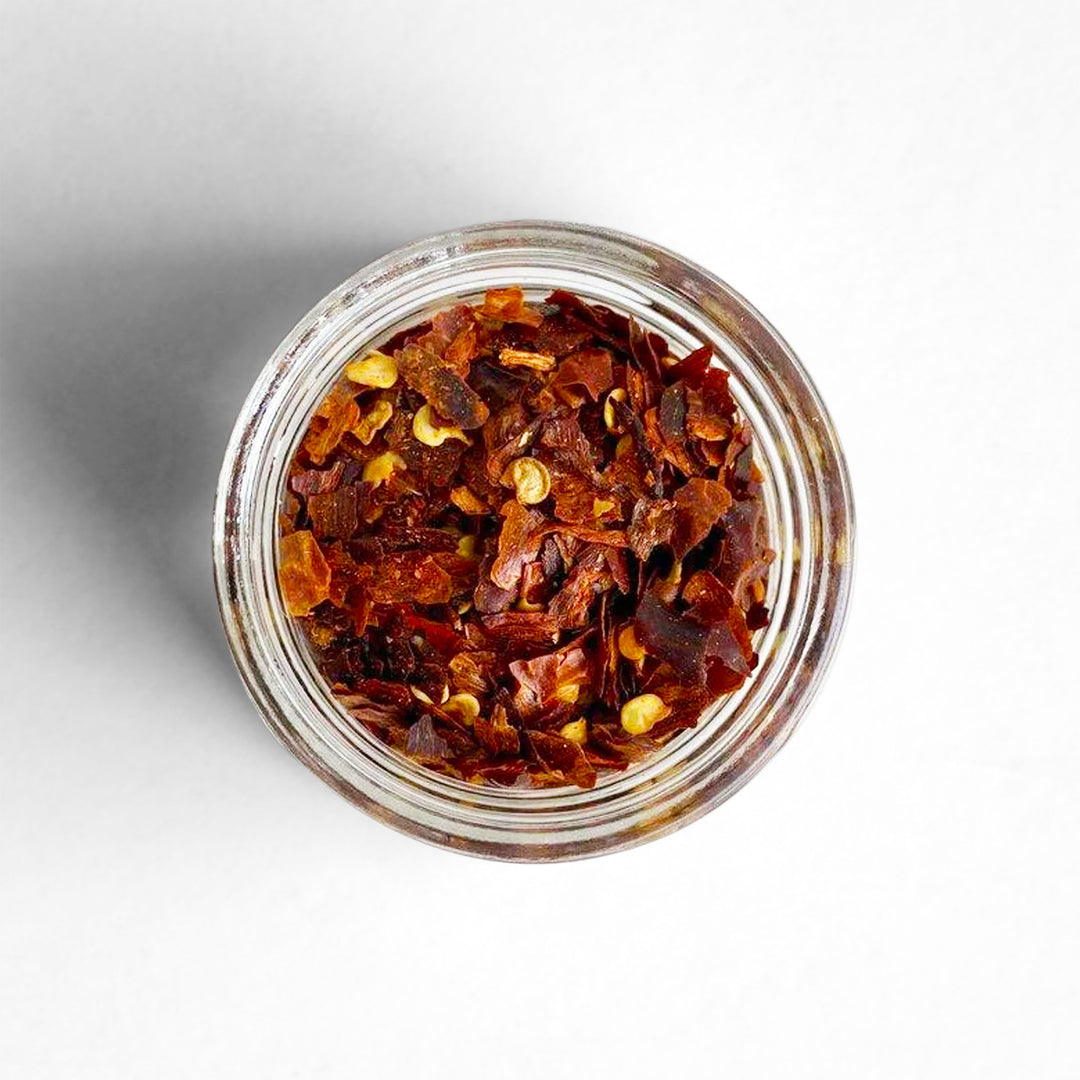 Top-down view of Sicilian Red Pepper Flakes
