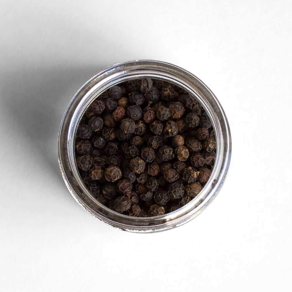 Top-down view of Kampot Black Peppercorns