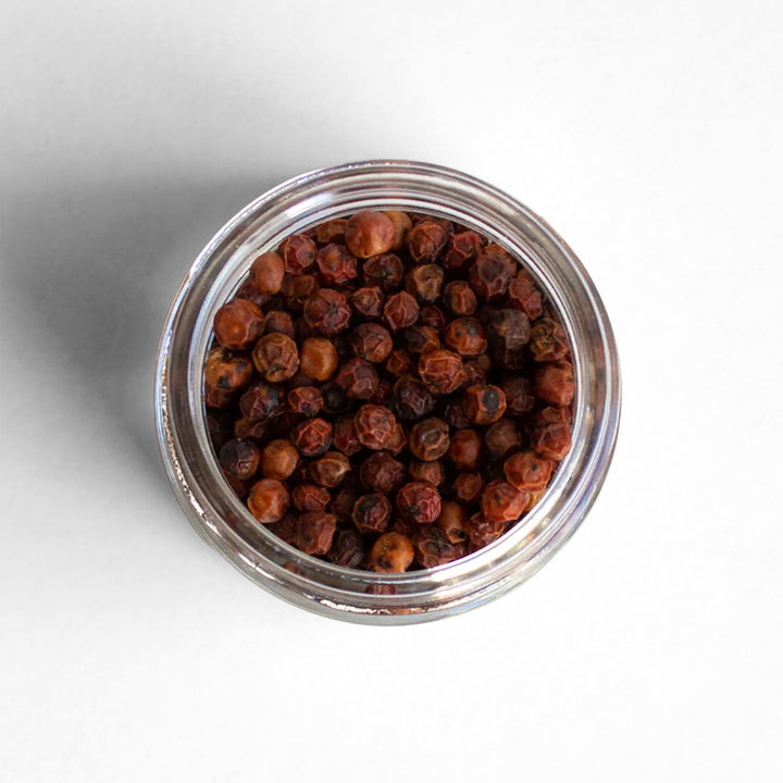 Top-down view of Kampot Red Peppercorns