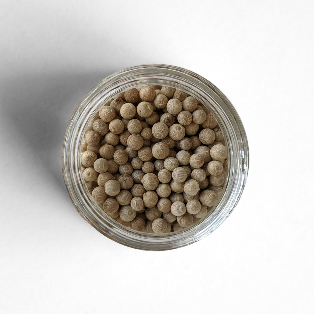 Top-down view of Madagascar White Peppercorns